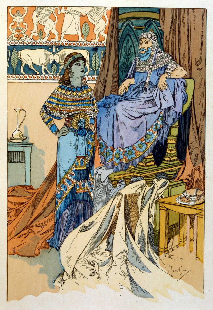 阿尔丰斯·穆夏 (Alphonse Mucha) 插图，取自保罗·维罗拉 (Paul Verola) 的三幕诗《罗摩》。 约1898年。 穆夏 (1860 – 1939)。 是一位捷克新艺术派画家 作者 阿尔方斯·玛丽·穆夏