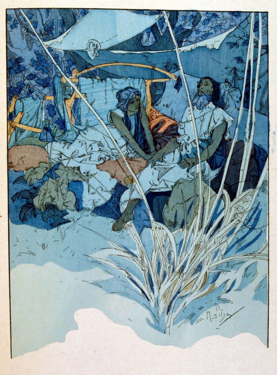 阿尔方斯-穆夏的插图，出自保罗-维罗拉的三幕诗《拉玛》，约1898年。穆夏(1860 1939)。是捷克新艺术派画家。 作者 阿方斯·慕夏