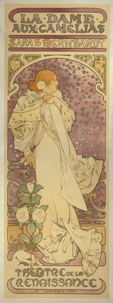 莎拉·伯恩哈特（Sarah Bernhardt）的作品《 LaCaméliaauxCamélias》 作者 阿方斯·慕夏