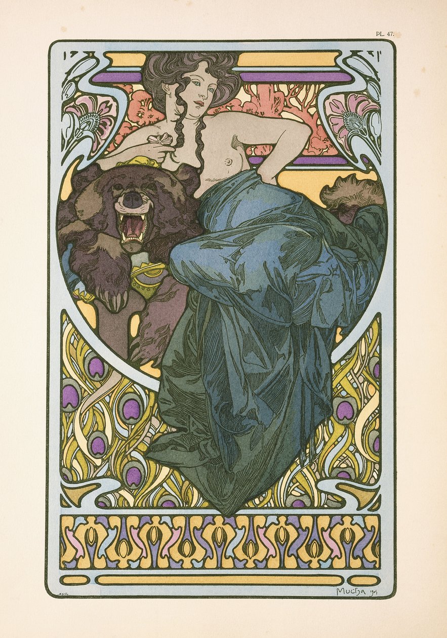1902年出版的“ Documents Decoratifs”一书中的第47页，1902年 作者 阿方斯·慕夏