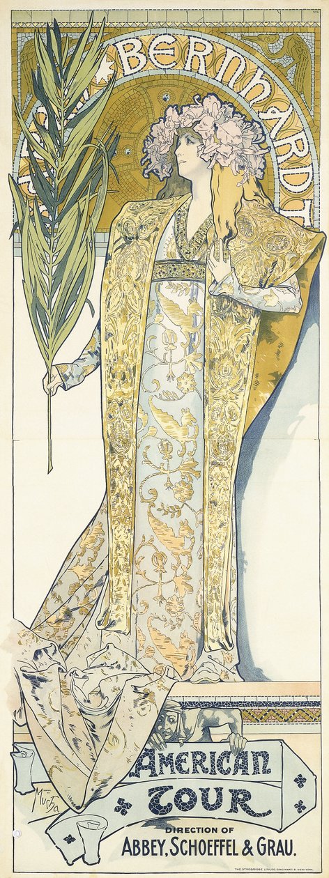 莎拉·伯恩哈特（Sarah Bernhardt），美国巡演，1895年 作者 阿方斯·慕夏