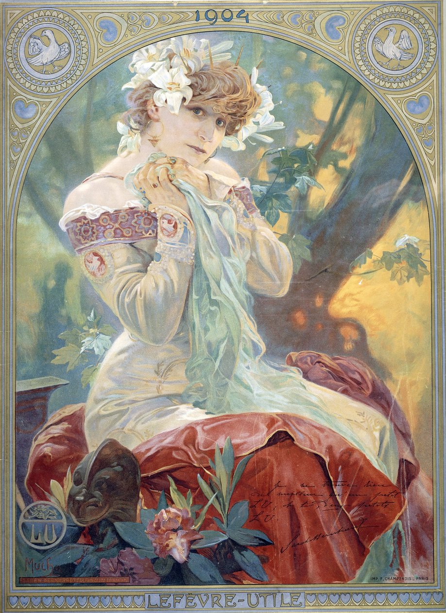 莎拉·伯恩哈特（Sarah Bernhardt）饰演Lointaine公主，1904年 作者 阿方斯·慕夏