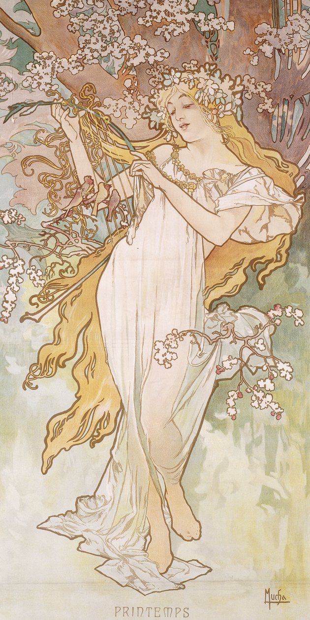 春天春季，约1896年 作者 阿方斯·慕夏