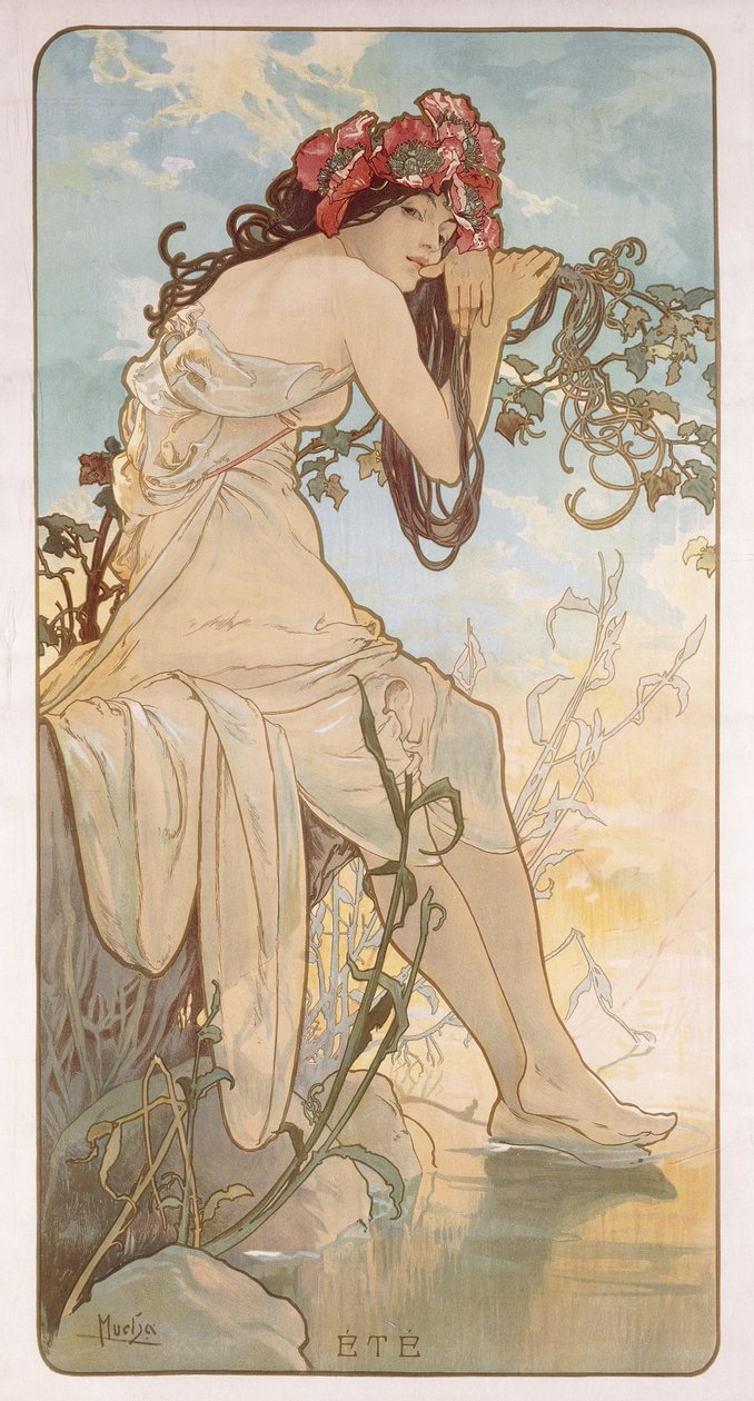 夏天;埃特，约1896年 作者 阿方斯·慕夏
