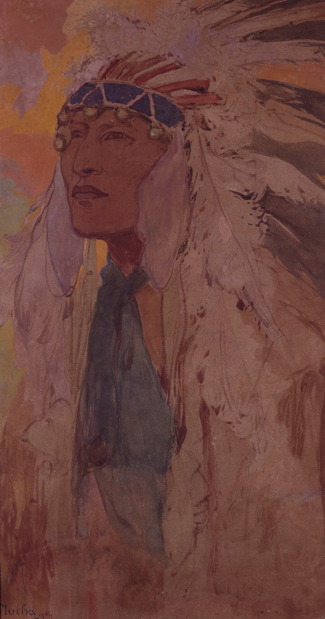 印第安人，1904年 作者 阿方斯·慕夏