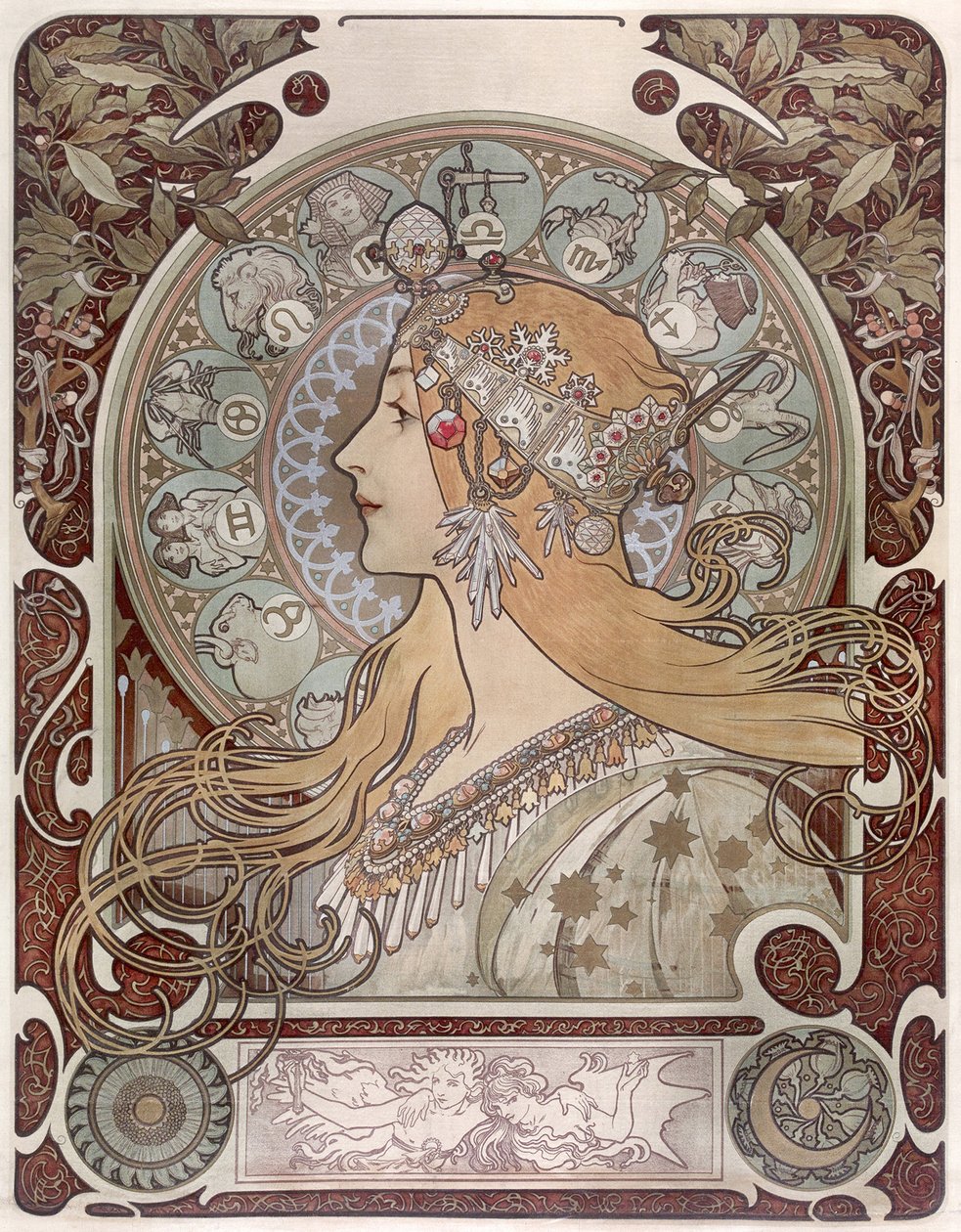 十二生肖--阿尔方斯-玛丽-穆夏（1860-1939）。彩色石版画 作者 阿方斯·慕夏