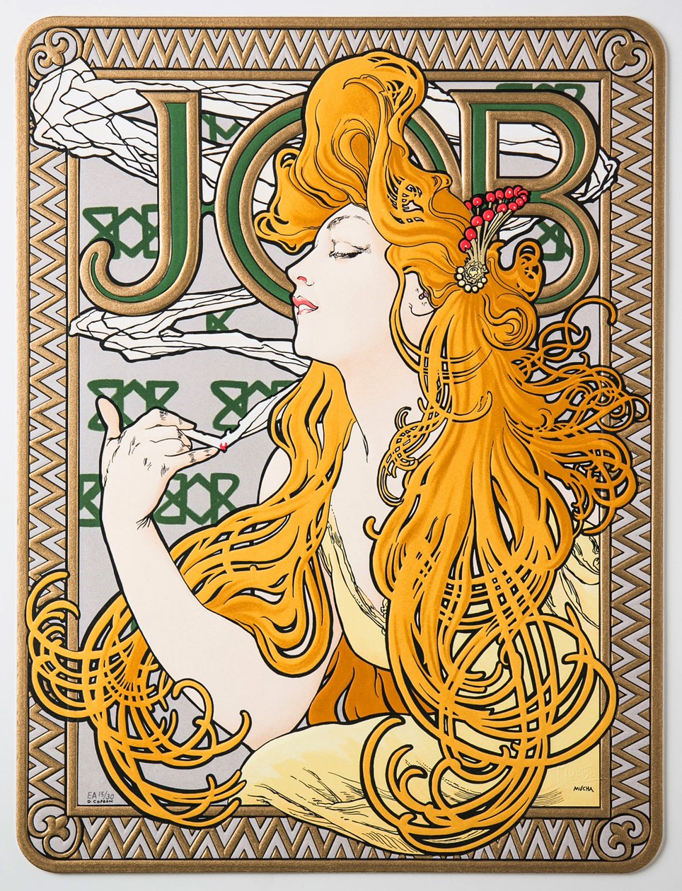 卫生纸Job的广告海报，1897年。 作者 阿方斯·慕夏
