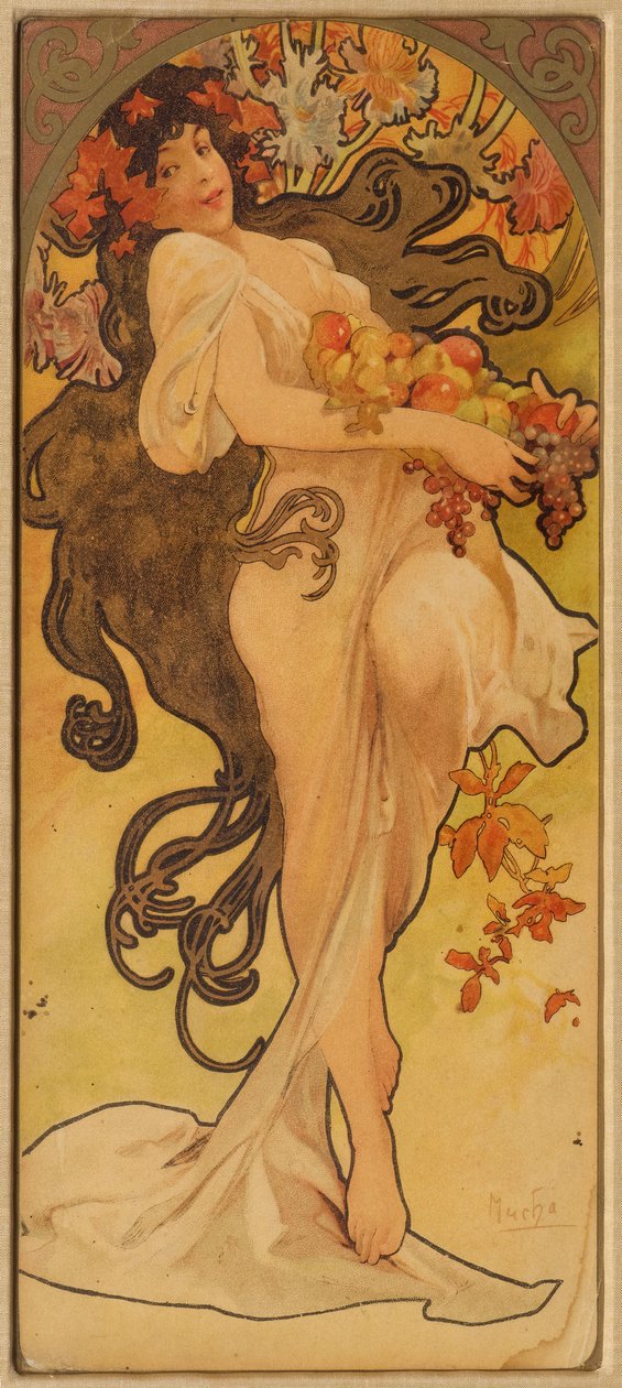 Les Saisons系列的秋天，c。 1900年。 作者 阿方斯·慕夏