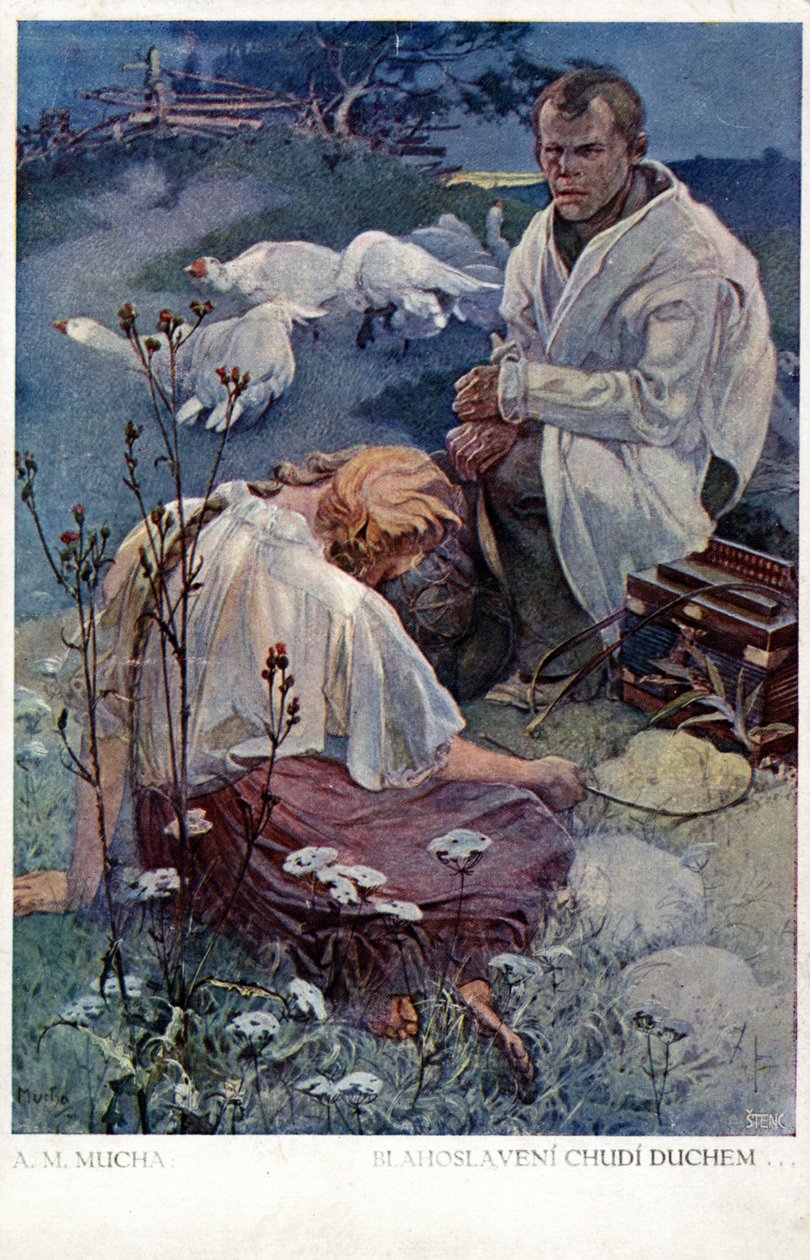 精神贫乏的人有福了，因为他们是天国的人》，1906年 作者 阿方斯·慕夏