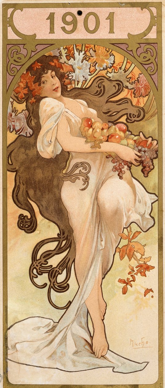 1901年的日历，c1900。 作者 阿方斯·慕夏