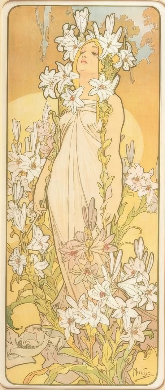 百合花 作者 阿方斯·慕夏