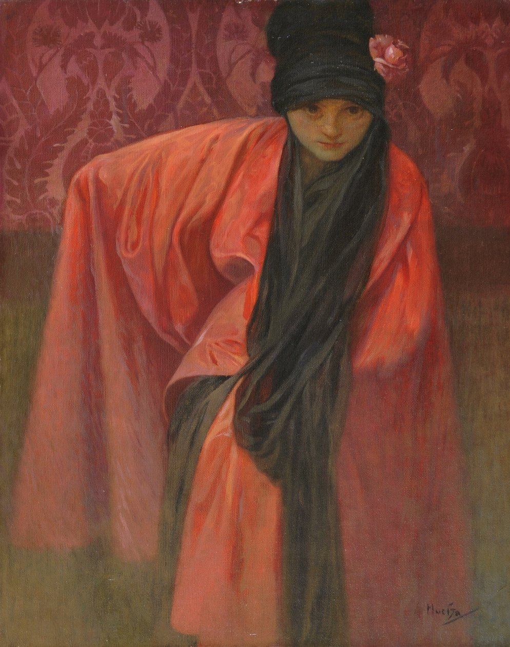 红衣女郎c。 1914年 作者 阿方斯·慕夏