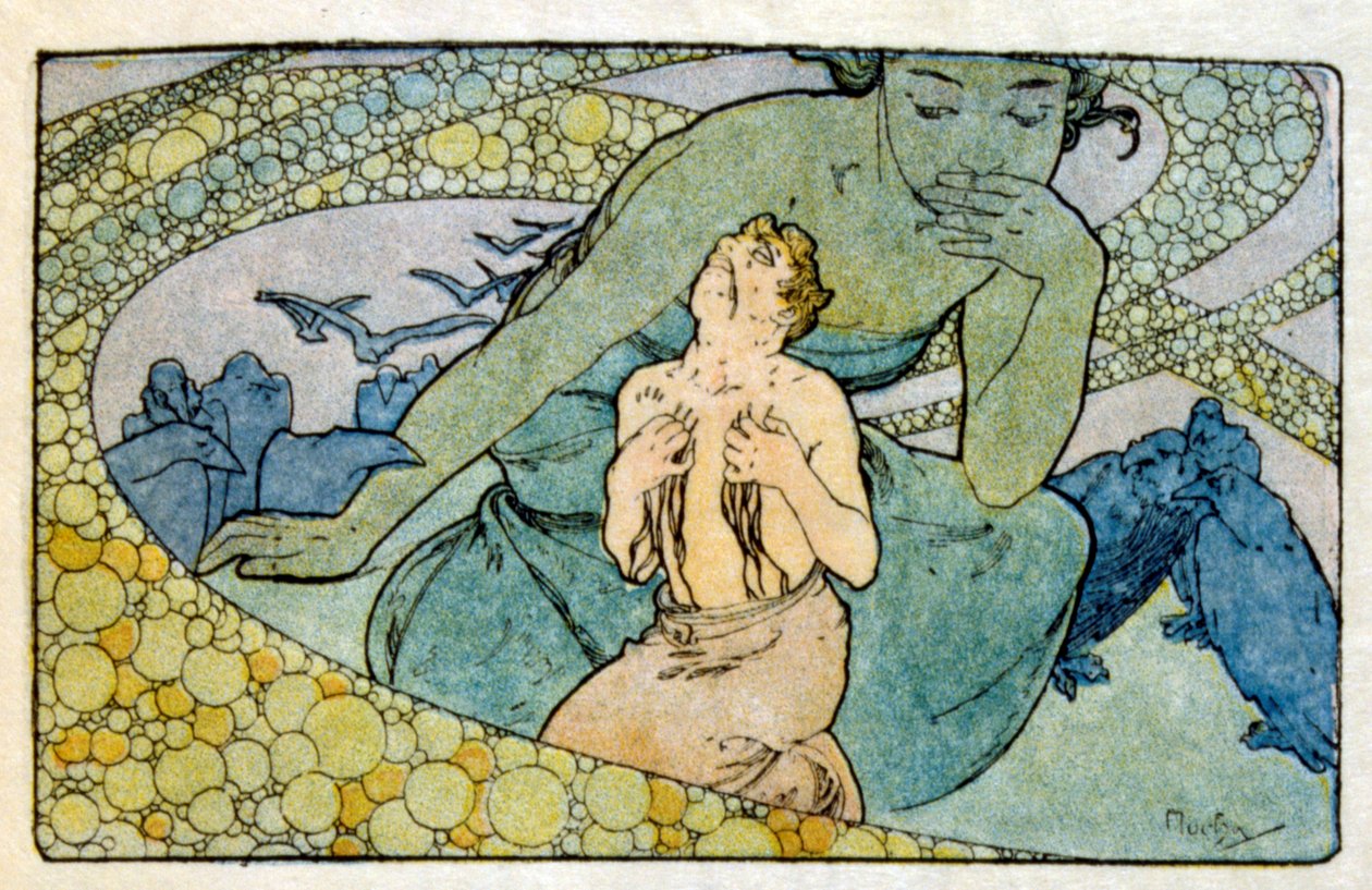 Alphonse Mucha的插图来自法国作家Anatole France的作品《Clio》。1900.穆夏(1860 1939)。是捷克新艺术派画家。 作者 阿方斯·慕夏