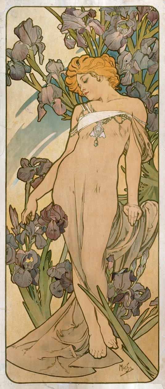 艾瑞斯（Irises），1898年。 作者 阿方斯·慕夏