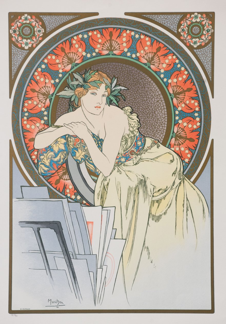 《带罂粟的女人》，1898年。 作者 阿方斯·慕夏
