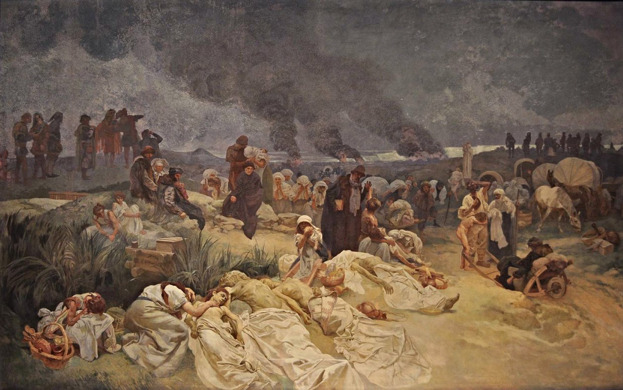 彼得·切尔奇基（Petr Chelcicky）在Vodnany上的《 The Slav Epic》 作者 阿方斯·慕夏