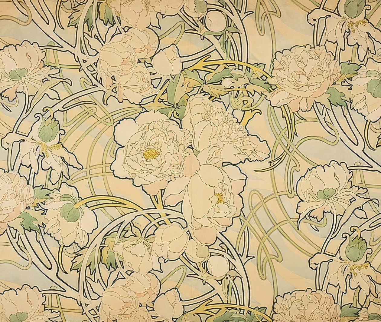 牡丹1897年 作者 阿方斯·慕夏