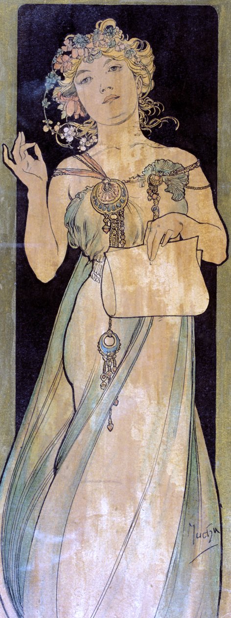 女人的画像，c1900-1939 作者 阿方斯·慕夏