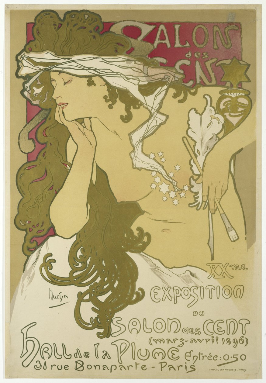 Salon des Cent，第二十一届Salon des Cent展览，1896年3月至4月 作者 阿方斯·慕夏