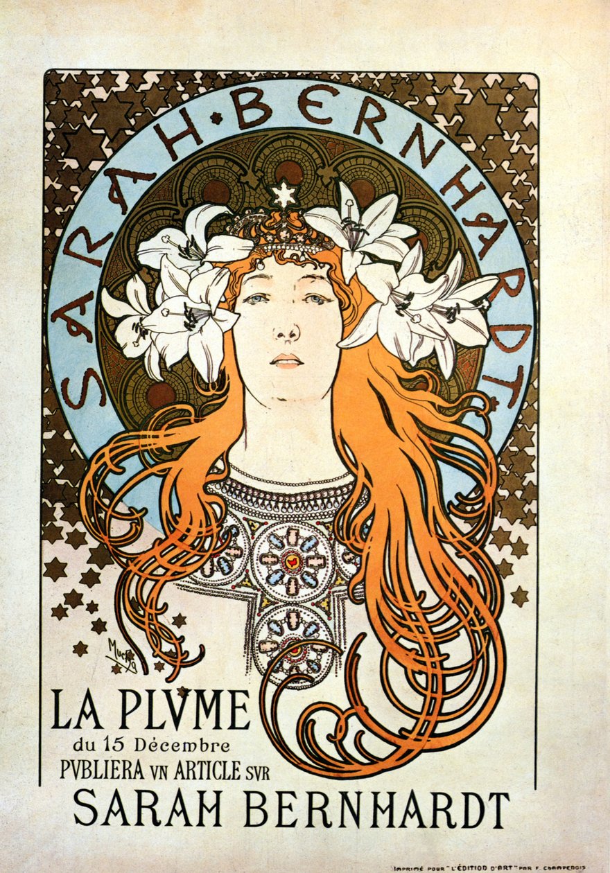 Sarah Bernhardt，La Plume，1896年12月15日 作者 阿方斯·慕夏