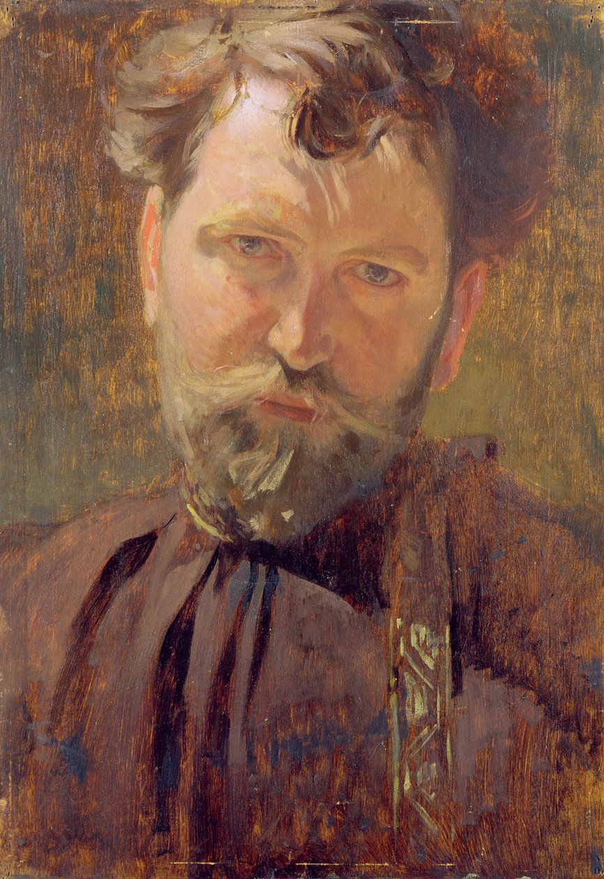 自画像 (Autoportrait) by Alfons Marie (Alfons-Marie) Mucha (1860-1939)，布面油画 1899，Alfons Mucha 博物馆，布拉格 作者 阿方斯·慕夏