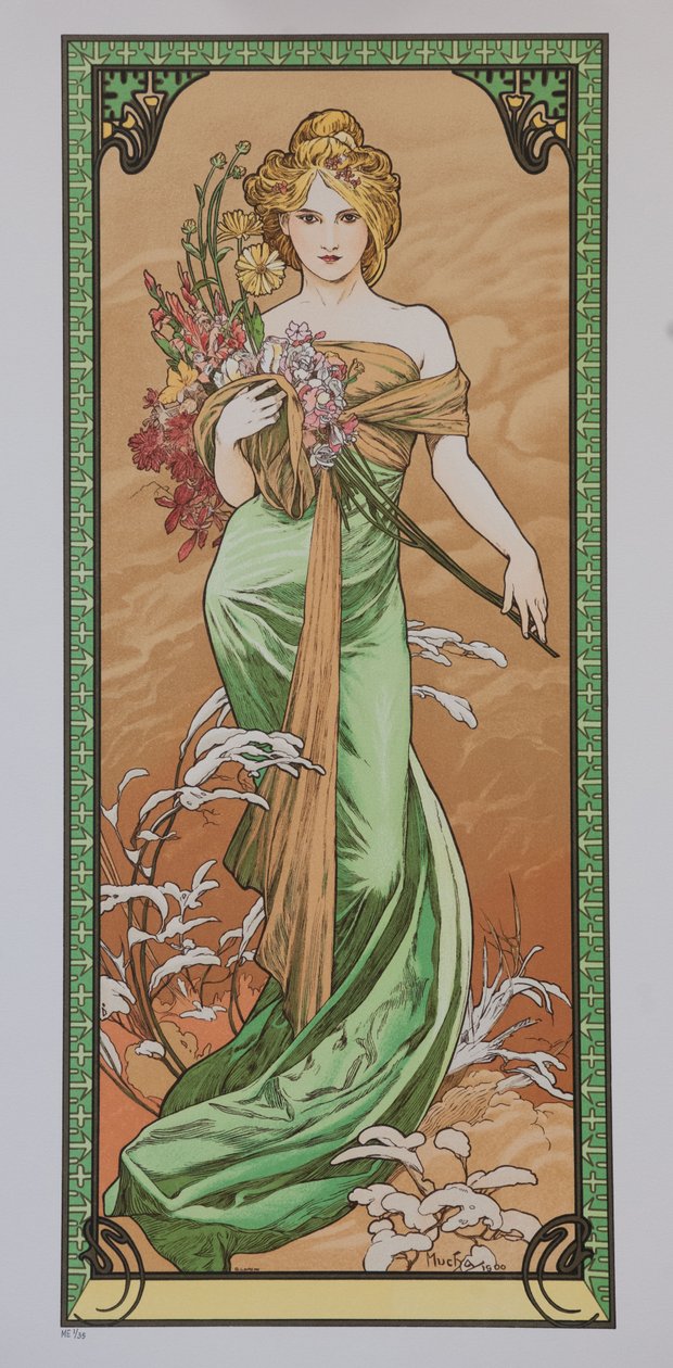 《 Les Saisons系列的春天》，1900年。 作者 阿方斯·慕夏