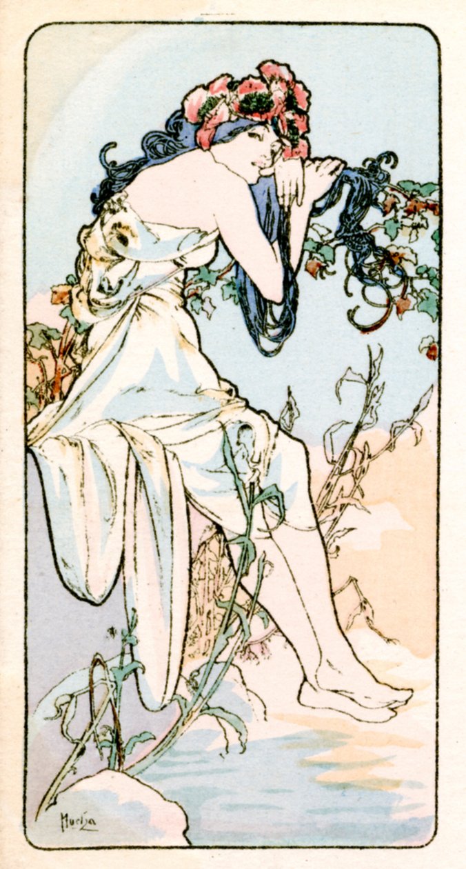 夏天》，1900年 作者 阿方斯·慕夏