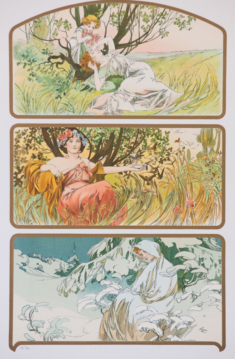 三个季节c。 1898年。 作者 阿方斯·慕夏