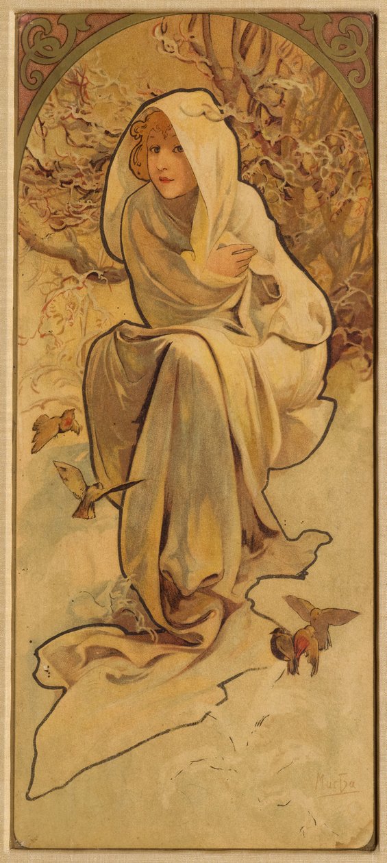 Les Saisons系列的冬季，c。 1900年。 作者 阿方斯·慕夏