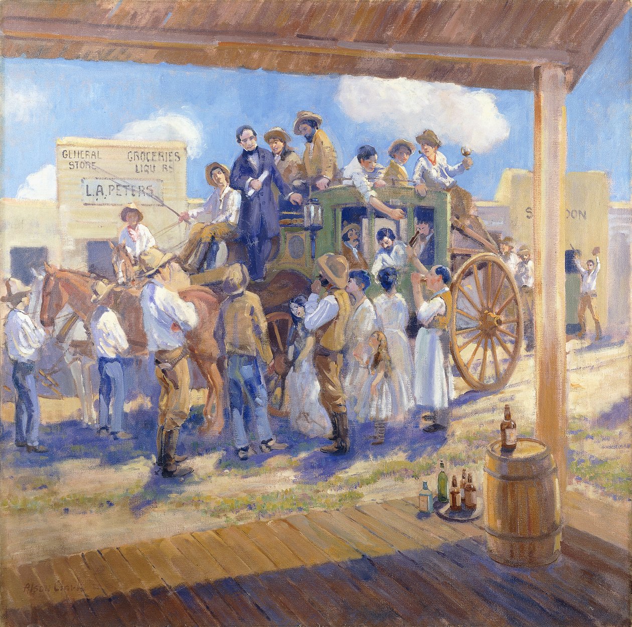 伯内特州长向加州圣何塞递交建州宪章，约 1925 年（布面油画） 作者 阿森·斯金纳·克拉克