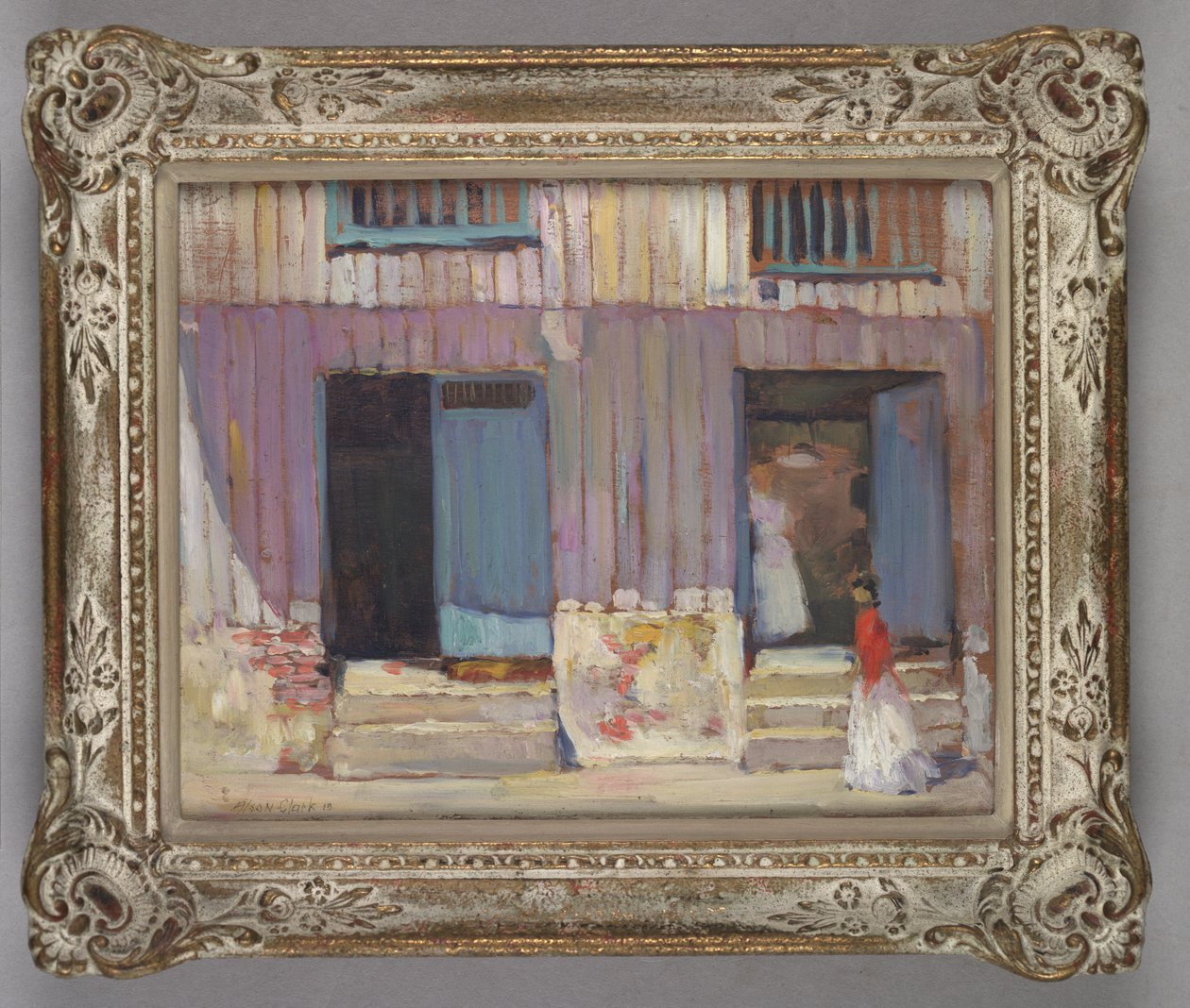 走在建筑物前的女人 作者 阿森·斯金纳·克拉克