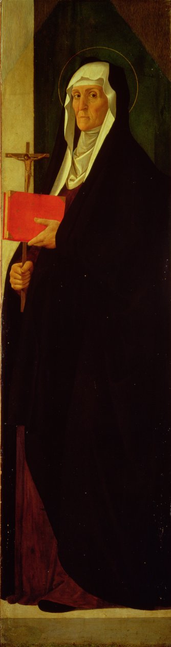 St. Clare，c.1485-90（面板上的蛋彩画） 作者 阿尔维斯·维瓦里尼