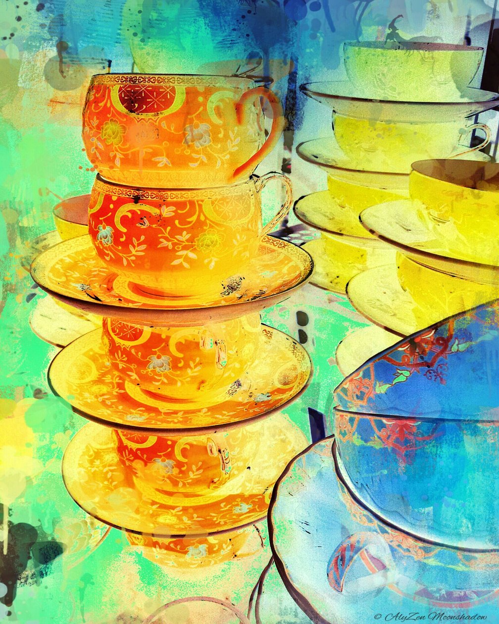 Orange and Gold Stack，2014，（数字混合媒体电话） 作者 艾丽森·月影