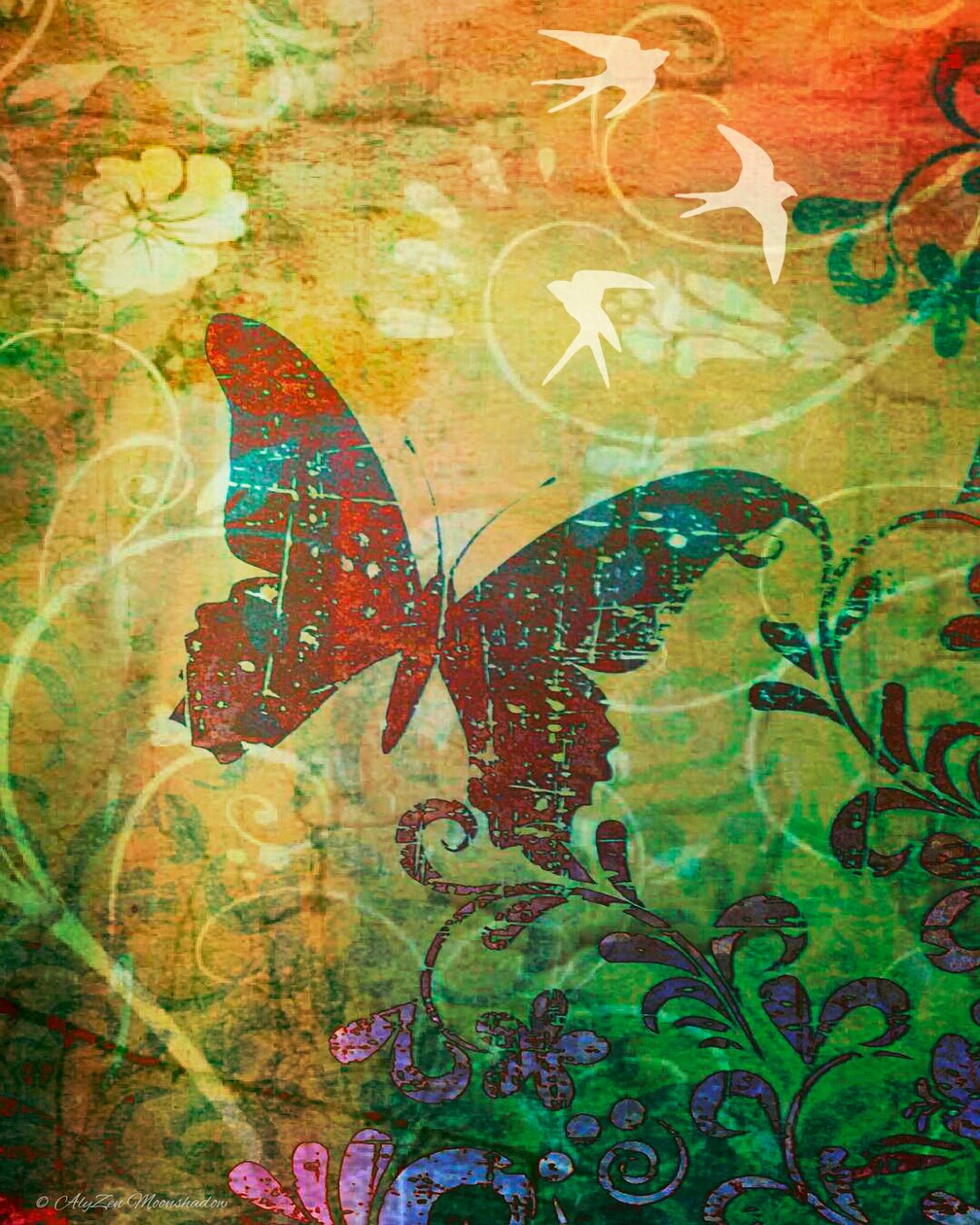 Butterfly Haiku，2014，（数字混合媒体电话） 作者 艾丽森·月影