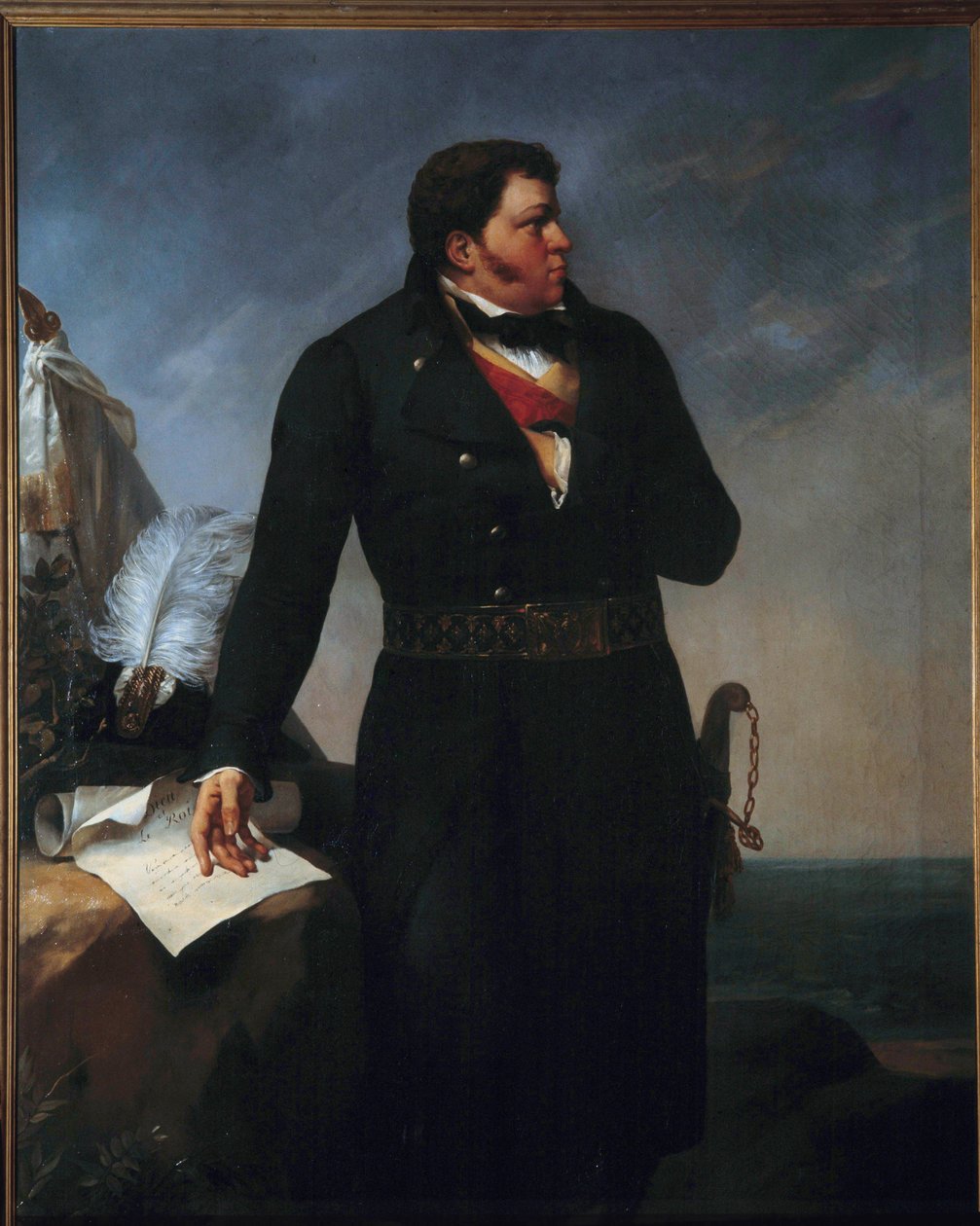 Georges Cadoudal (1771-1804) 脚下的肖像。 在 1793-94 年的旺代战争期间，卡杜达尔是一名 chouan 酋长。 Paul Coutan Amable (1792-1837) 1827 年的绘画。昏暗。 2,15 X 1,40 m。 Cholet，艺术与历史博物馆 作者 友好的保罗·库坦