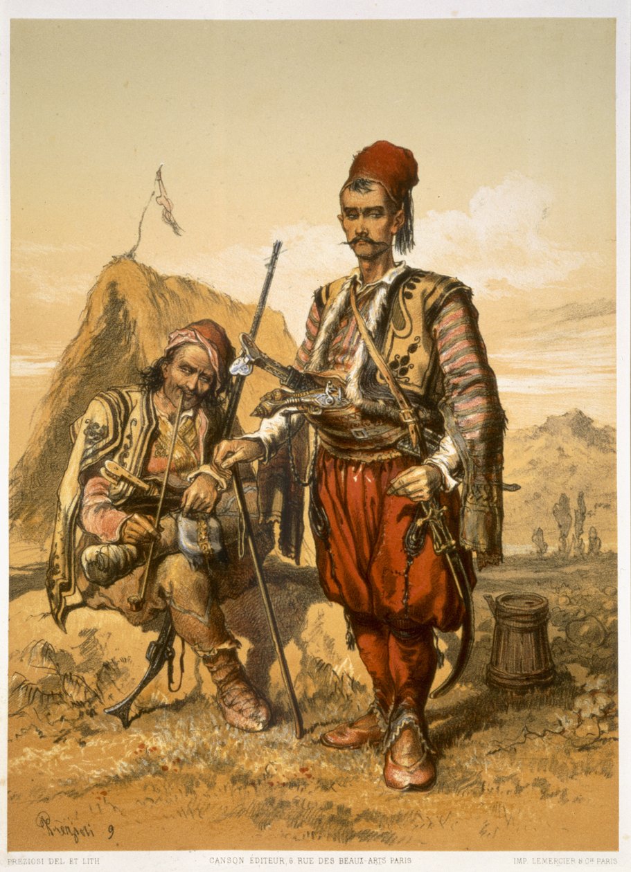 土耳其步兵在奥斯曼军队，酒吧。作者：Lemercier，c.1857 作者 阿马德奥·普雷齐奥西