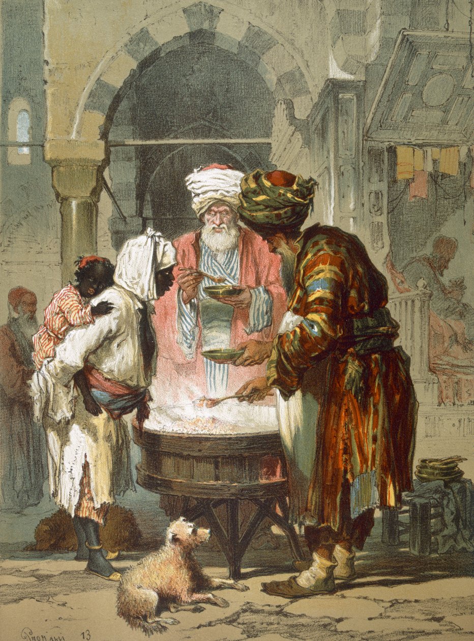 女人在街头喷泉（Sebil），来自&39;Stamboul，Souvenir de l&39;Orient&39;，1865年出版 作者 阿马德奥·普雷齐奥西