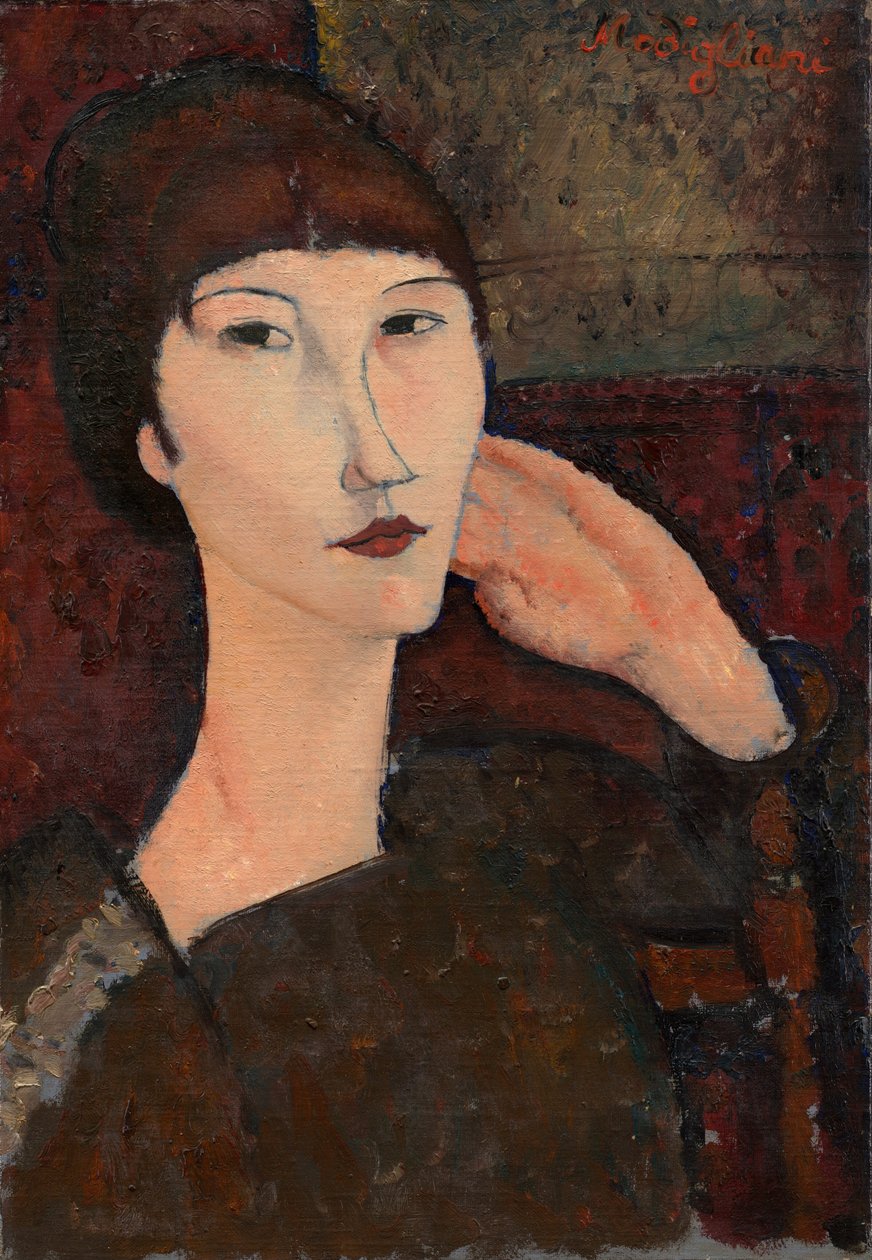 有刘海的阿德里安娜女士，1917年。 作者 阿梅代奥·莫迪利亚尼