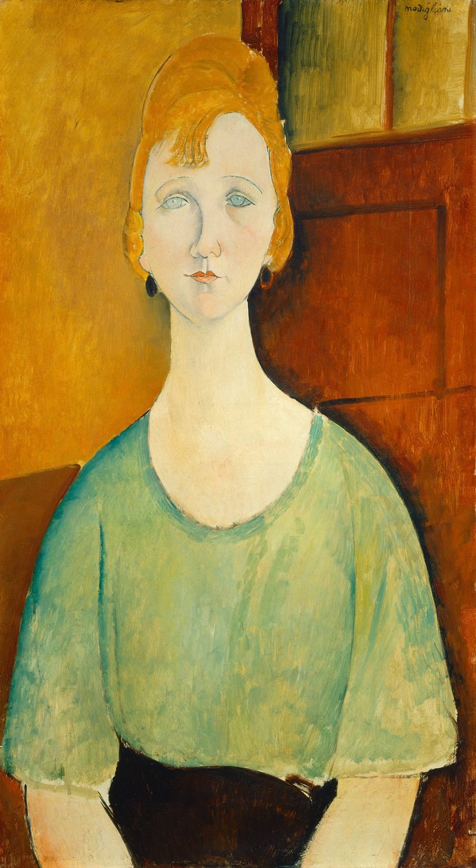 穿绿色上衣的女孩，1917年。 作者 阿梅代奥·莫迪利亚尼
