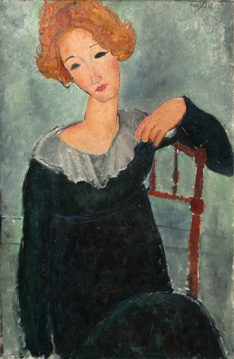 红头发的女人，1917年。 作者 阿梅代奥·莫迪利亚尼
