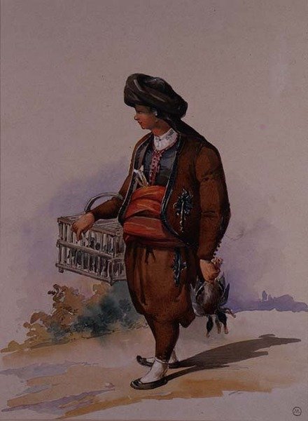一个卖鸭子的人，约1855年 作者 阿马德奥·普雷齐奥西