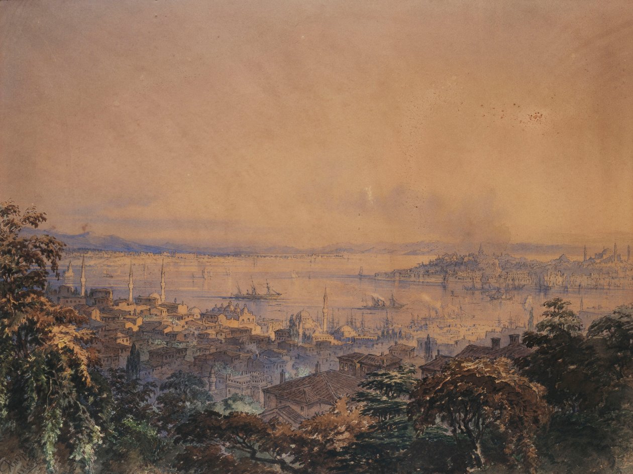 君士坦丁堡全景，1866年 作者 阿马德奥·普雷齐奥西