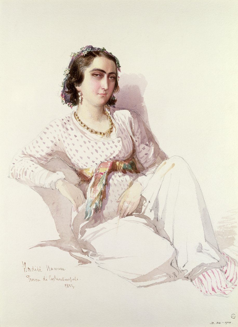 Hadice Hanim  - 来自伊斯坦布尔的女士，1852年 作者 阿马德奥·普雷齐奥西