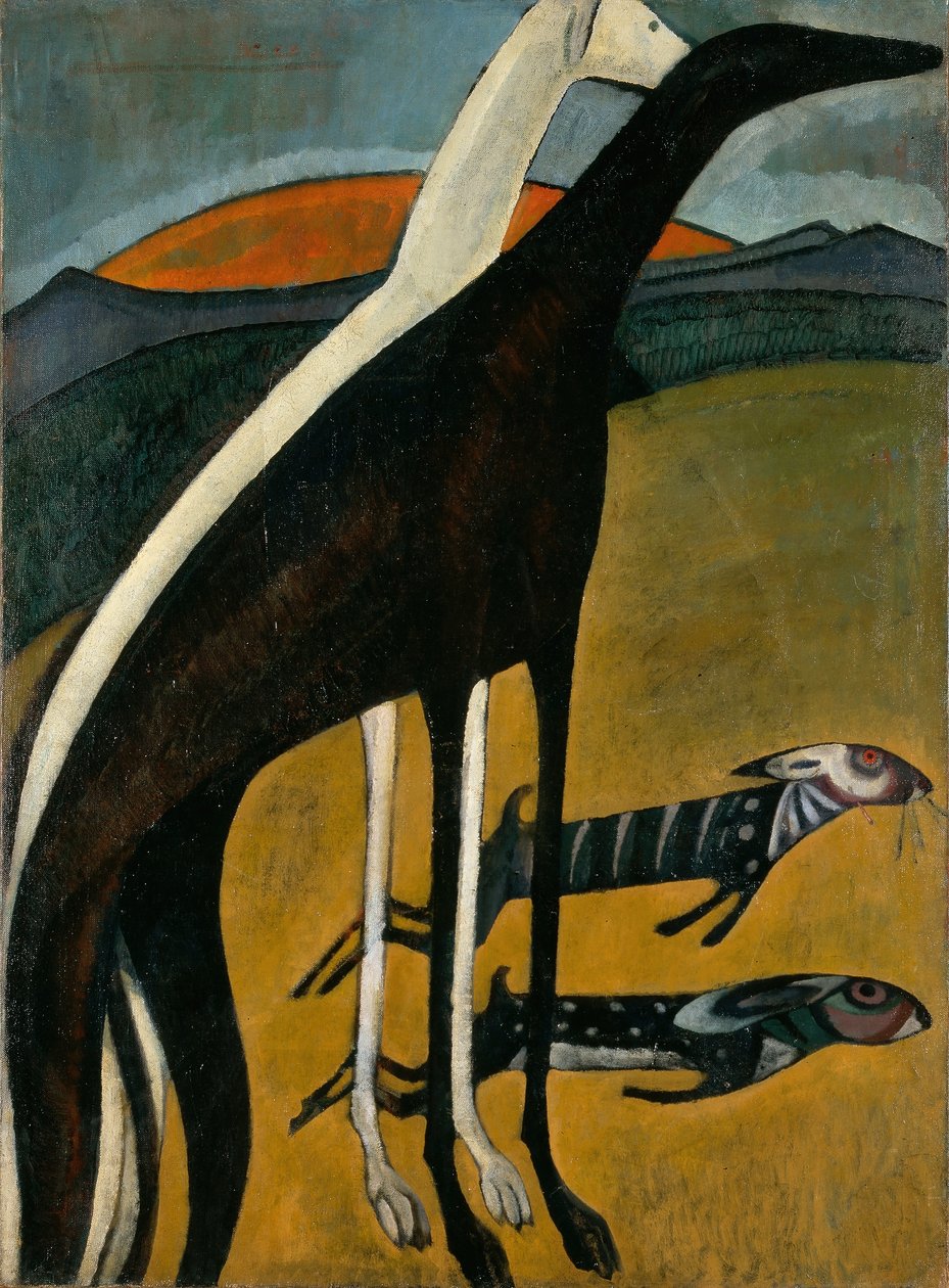 灰狗，约1911年（布面油画） 作者 阿马杜·德·索萨·卡多佐