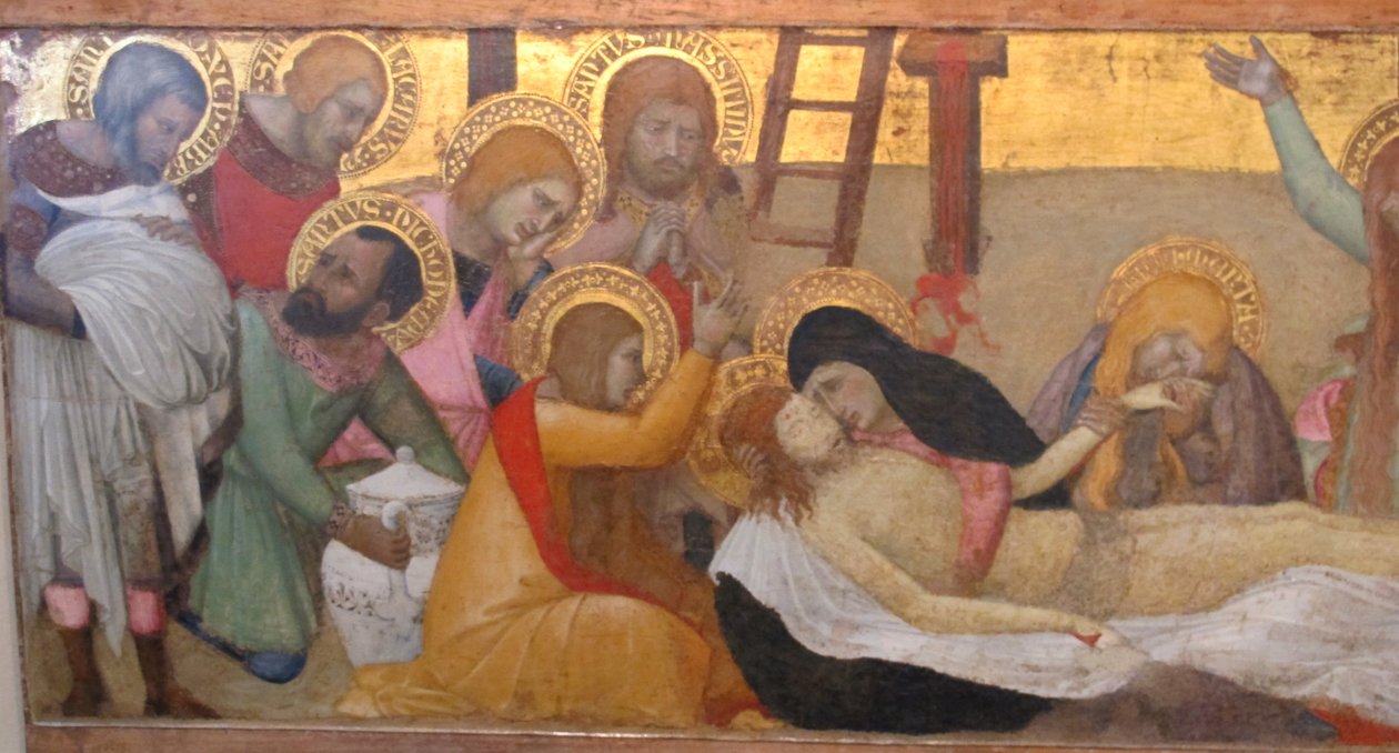 Ambrogio Lorenzetti，《圣母与圣婴及圣人 M. Maddalena 和 Marta》，Compianto, 02 作者 安布罗乔·洛伦泽蒂