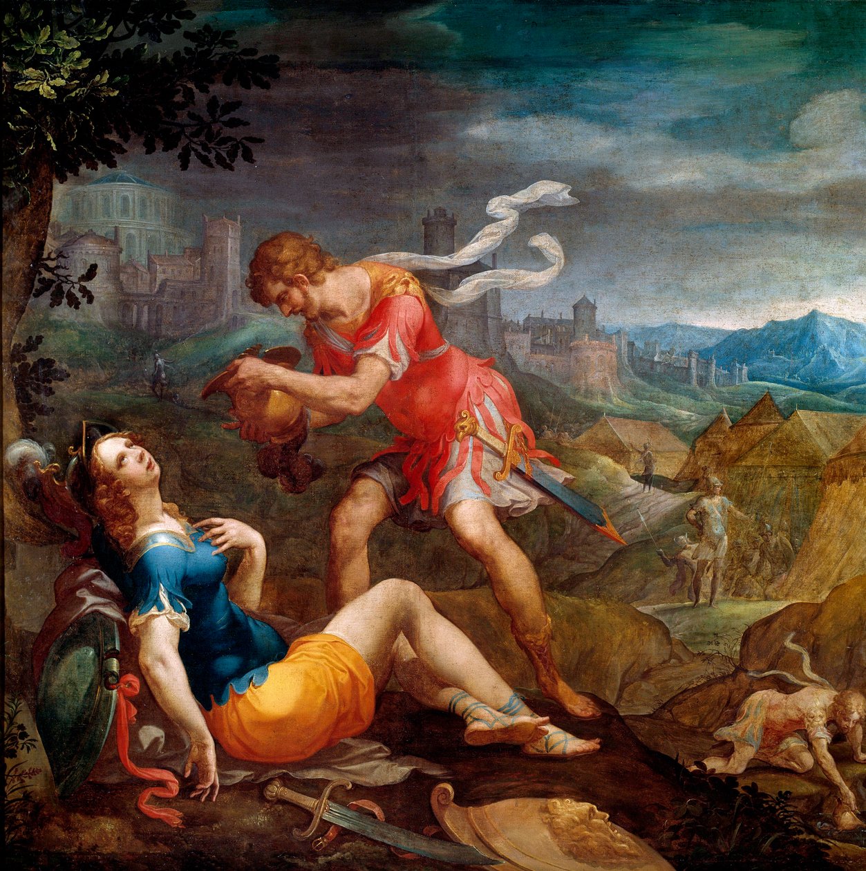 Tancrede christens Clorinde Torquato Tasso（称为 Le Muche）的诗“La jerusalem delivree”的插图 作者 安布罗斯·杜布瓦（Ambroise Dubois）