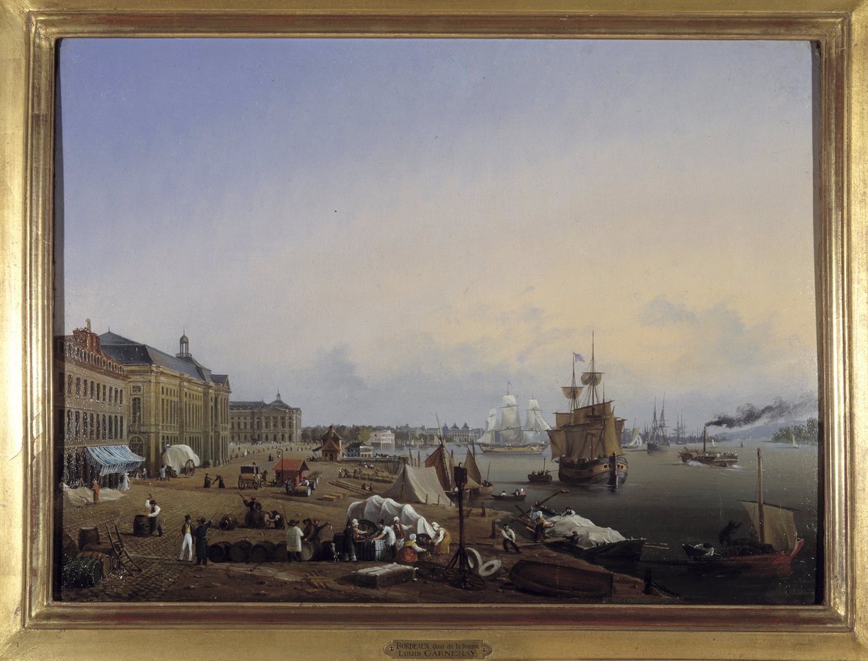 波尔多，海关码头由 Louis Garneray，sd。 大约 1820 年，布面油画，H. 0,330； L. 0,460。 CCIP 学院 作者 安布罗斯·路易斯·加内雷