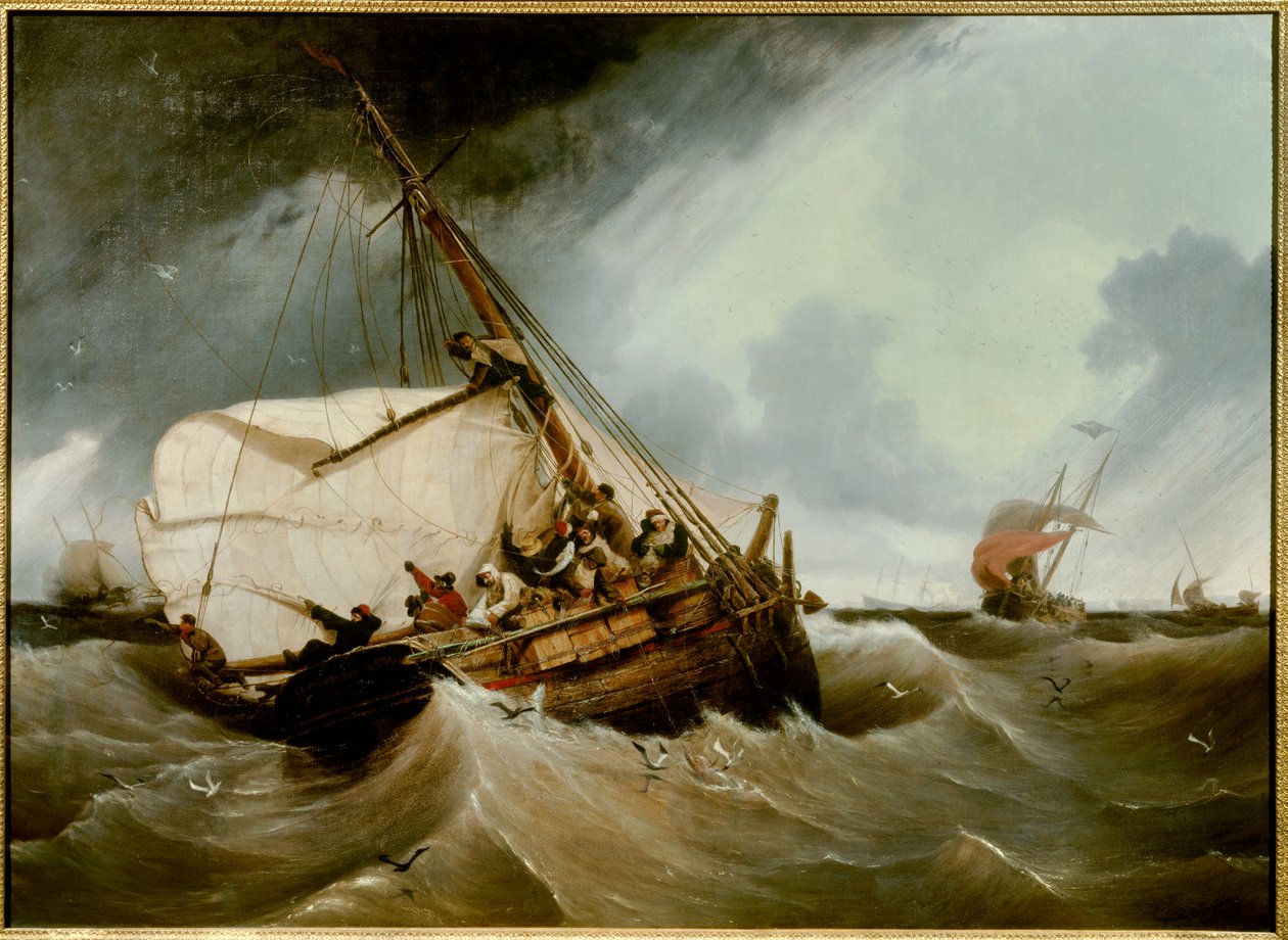 钓鳕鱼 安布罗斯·路易斯·加内雷 (Ambroise Louis Garneray) (1783-1857) 的画作，1832 年 1,26x1,75 m 鲁昂，美术博物馆 作者 安布罗斯·路易斯·加内雷