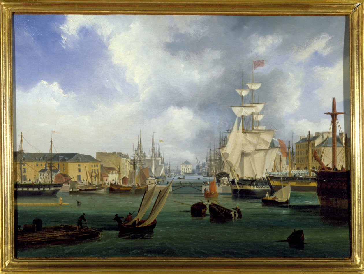 勒阿弗尔港，大盆地，由 Louis Garneray，nd。 大约 1820 年，布面油画，H. 0.330； L. 0.460。 CCIP 学院 作者 安布罗斯·路易斯·加内雷