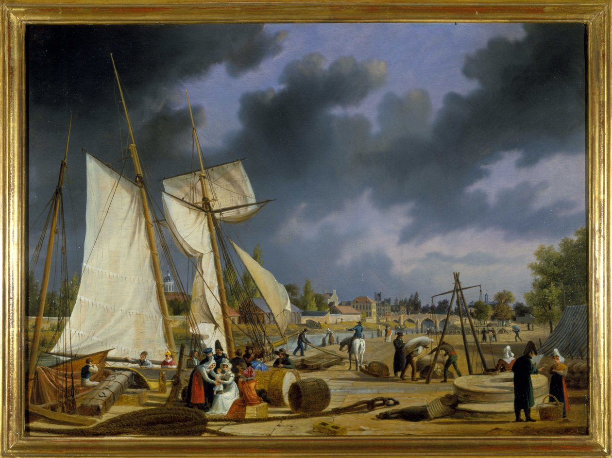 The port of Caen, by Louis Garneray, sd. circa 1820, Oil on canvas, H. 0,330; L. 0,460. CCIP Coll. 作者 安布罗斯·路易斯·加内雷